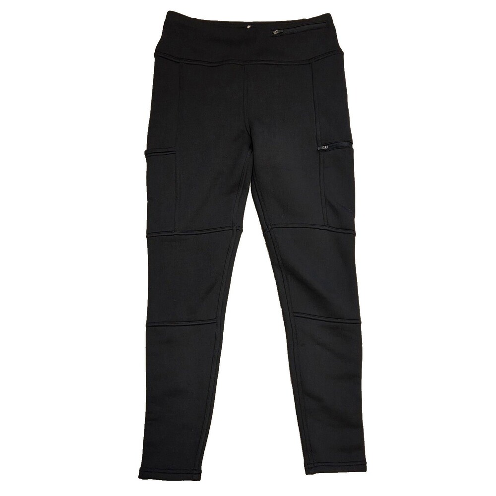 Kyodan Outdoor Womens Black Fleece Lined Leggings Medium Zip Pocket Stretch